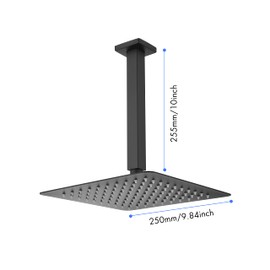 TREATLIFE HOME High Pressure Rain Shower Head for Full Body Coverage, Ultra-Thin Design, Stainless Steel with Self-Cleaning Nozzles, Matte Black