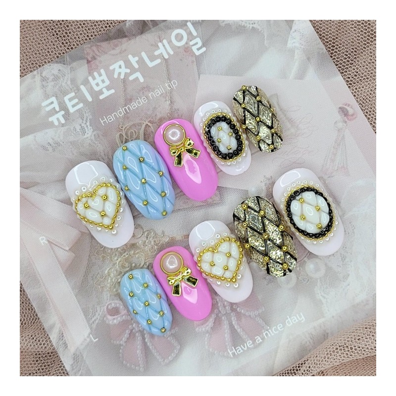 Luxury Embo Handmade Nail Tips - Almond M / 럭셔리