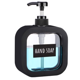 Segbeauty Shampoo Bottle, Black, 16.9 fl oz (500 ml), Square Sticker, Dispenser, Hand Soap Refill Bottle, Stylish, Cute, Container, Large Capacity, Stylish, Leak Proof, Easy Installation, Bathroom,