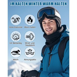 Winter Loop Scarf for Men and Women, Tube Scarf, Warm and Windproof Neck Warmer, Ski Mask Scarf, Multifunctional Scarf for Outdoor Skiing, Cycling, Running, Motorcycling, black