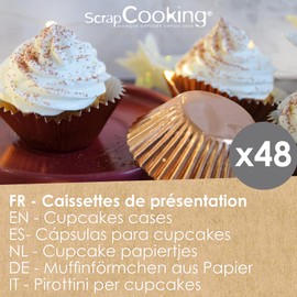 ScrapCooking 5065 - Set di 48 pirottini di presentazione per cupcake e muffin - Decorazioni - Scatole per pasticceria - Colore rame oro rosa dorato - effetto metallizzato