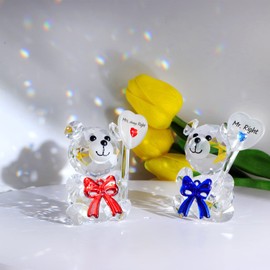 Movdyka Wedding Gifts for Couple Mr and Mrs Engagement for Wife, Anniversary Double Bear Gifts for Couple K9 Crystal Glass Animal Wedding Ornaments