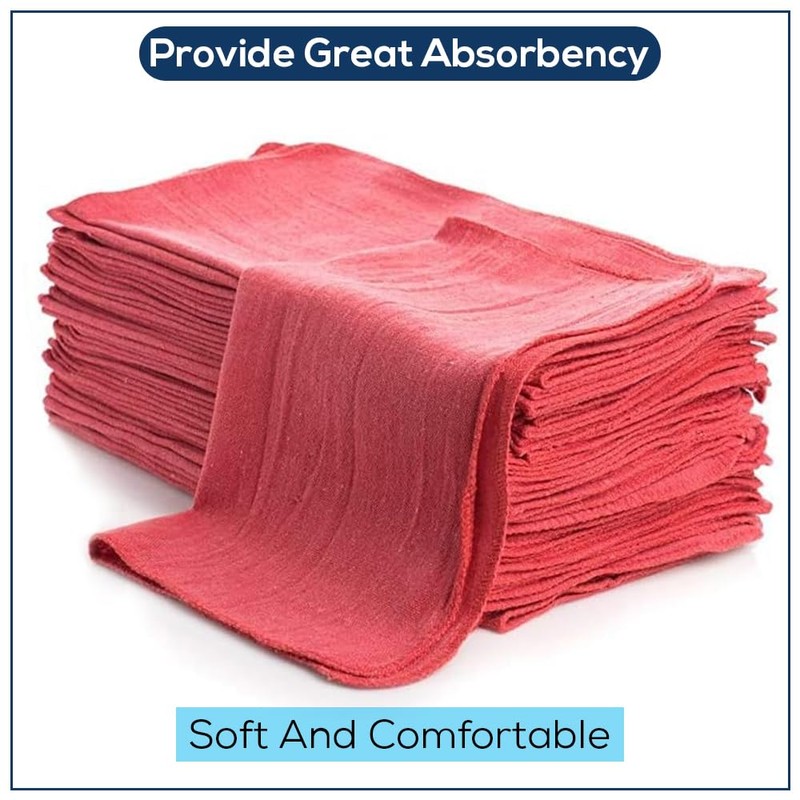 Simpli-Magic Cotton Shop Towels, Commercial Grade, Red, 145 Pack, Size: