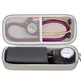 BOVKE Travel Carrying Case Compatible with 3M Littmann Classic III, Lightweight II S.E, MDF Acoustica Deluxe Stethoscopes - Extra Room for Medical Scissors EMT Trauma Shears and LED Penlight, Grey