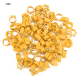 Pssopp Pack of 100 Pigeon Rings 8 mm Bird Dove Bands Pigeon Foot Rings Plastic Poultry Leg Rings for Poultry Birds (Yellow)
