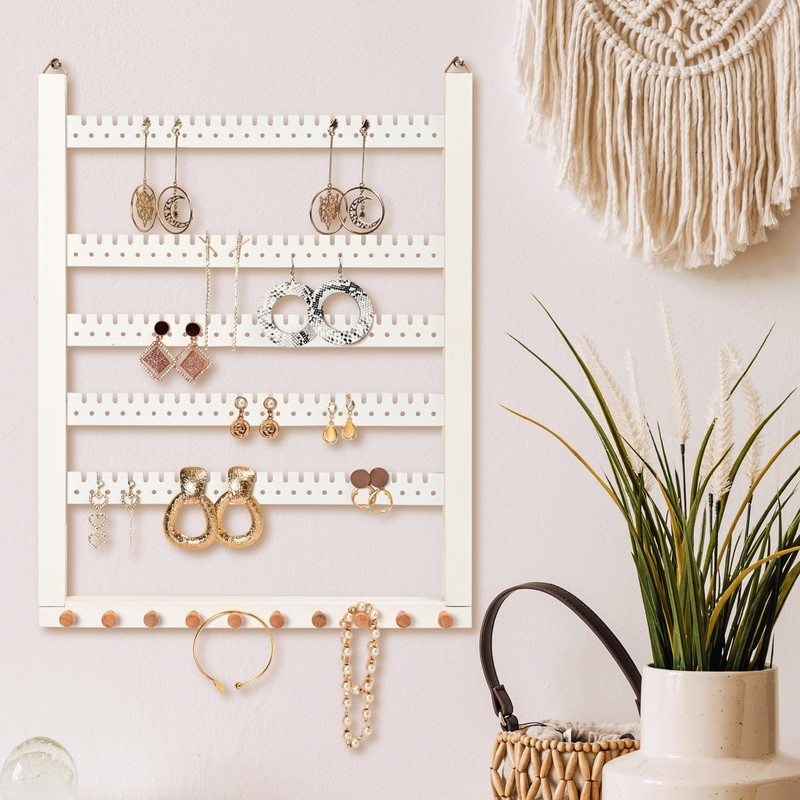 Wall Mounted Earring Organizer, Earring Holder Organizer Wall,Solid Wood Earring
