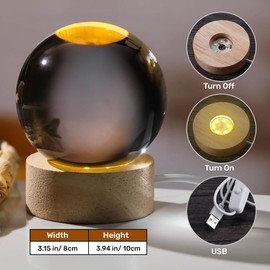 Jesuspirit - Christian Decor, Wooden Light Base Crystal Ball Night Light, Home Decor - Christian Gifts for Men and Women (Catholic Holy Family)
