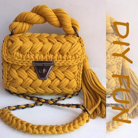 NOTIONSLAND 400g T-Shirt Yarn Knitting Yarn Fabric Crochet Yarn for Bag, Basket, Blanket Home Decor - Bright Yellow Soild Color Yarns