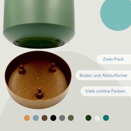 Zero Home - Set of 2 Flower Pots I Flower Pot with Saucer I Modern Design I Made of Durable Material I Bowl with Drainage Holes I Made in the EU I Premium Quality I Light Grey Diameter 15 cm