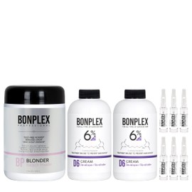 BONPLEX Blonder Bleach Powder & BONPLEX Cream Developer (16.9 oz, 6% VOL 20) 2pcs & 6pcs Set BONPLEX-i Ampoule Hair Repair Treatment