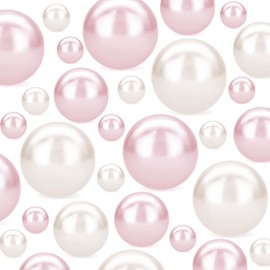 280Pcs Floating Beads Pearls, Cream+Pink 8/14/18mm No Hole Faux Pearls for Vase Filler for Centerpieces, Floating Beads for Wedding Makeup Party Home Birthday Table Decor