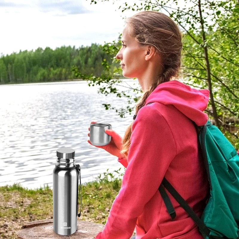 Insulated vacuum Thermo Bottle 1000ml/33.8oz with cup Stainless steel coffee