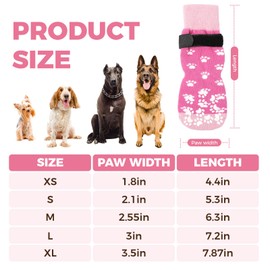 Non-Slip Dog Socks Prevent Licking Paws,Socks for Senior Dogs Walk on Hardwood Floor,Dog Grippers with Strong Traction,Dog Essentials,Pink 2 Pairs,M