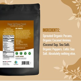 Dr. Cowan’s Garden Flavored Sprouted Pecans: Pepper Salt Pecan Crunch - Sprouted Nuts with Pepper Salt, Coconut Aminos, & Organic Pecans, Halves & Pieces, Grown in the USA - 8oz