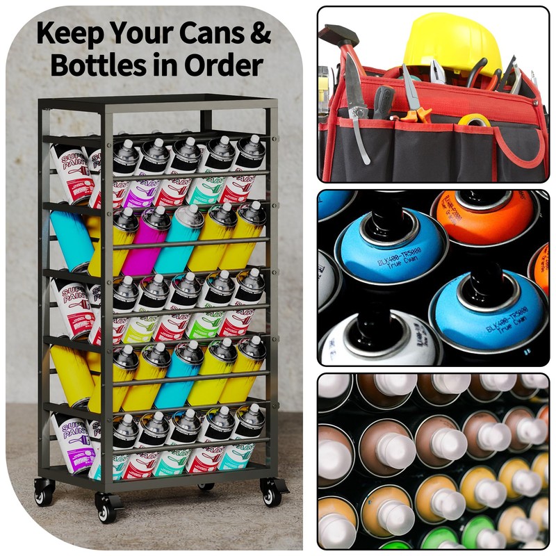 Gtouse 50 Can Spray Paint Rack Organizer, Metal Spray Paint