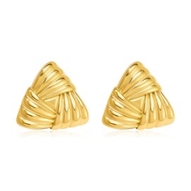 Gold Earrings, Women's Gold Earrings, Vintage Twisted Knitted Earrings, Chunky Golden Earrings, Women's Vintage Earrings, Hypoallergenic Earrings, Jewellery for Women and Girls, Zinc, No Gemstone