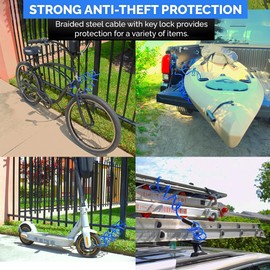 DocksLocks Coiled Security Cable with Key Lock (5’, 10’, 15’, 20’ or 25’ Lengths), Weatherproof Multi-Purpose Anti-Theft Protection for Kayaks, Bikes, Paddleboards, Scooters, Equipment and More 5ft