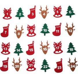 LOGOFUN 24pcs Christmas Advent Calendar Number Stickers Felt Xmas Countdown Calendar Stickers Festival Advent Calendar Decals