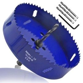 Seimneire 5-3/4 Inch Hole Saw with Heavy Duty Arbor, 1.2 Inch Cutting Depth HSS Bi-Metal Hole Drilling Cutter for Smoothly Cutting in Wood Cornhole Boards Plastic Drywall & Thin Metal