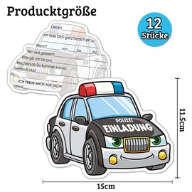 RFBEUTEL Police Invitation Cards Pack of 12 Children's Birthday Invitations to Fill in Policeman Birthday Invitations Party Invitations for Children Boys Girls