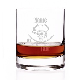 Herz & Heim® Rum Glass with Engraving – Pirate – with Free Engraving of Name and Year of Birth
