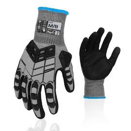 Graloky Safety Work Gloves, Impact Gloves for Men Women,Cut Resistant Non-Slip Heavy Duty Gloves with Nitrile Grip,Touch Screen Gloves with Impact Protection for Gardening Mechanic Construction,Medium