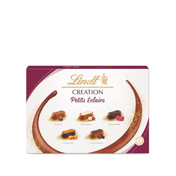 Lindt - Boîte CRÉATION Petits Éclairs - Assortiment de Chocolats au Lait, Noirs set Blancs - Inspiration pâtissière - Idéal pour Noël, 384g