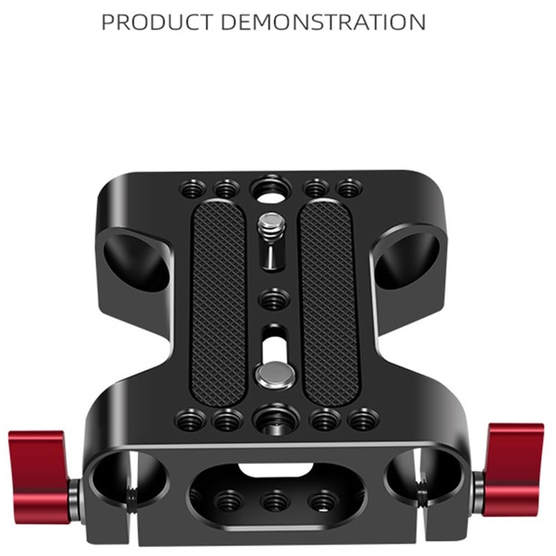 Aswalling Camera Base Plate with Dual 15mm Rod Rail Clamp