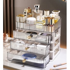 MIUOPUR Makeup Organizer with 3 Large Drawers, Countertop Organizer for Cosmetics, Ideal for Bathroom and Bedroom Vanity Countertops, Desk Storage Holder for Lipstick, Brushes and Nail Polish