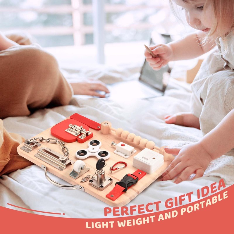 Wooden Busy Board for Toddlers -Montessori Educational Fidget Toys -