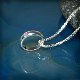 CLEVER SCHMUCK Silver Girl's Baptism Ring Simple with Pink Zirconia and Venezia Chain 38 cm Sterling Silver 925 in Jewellery Case, Sterling Silver, Cubic Zirconia