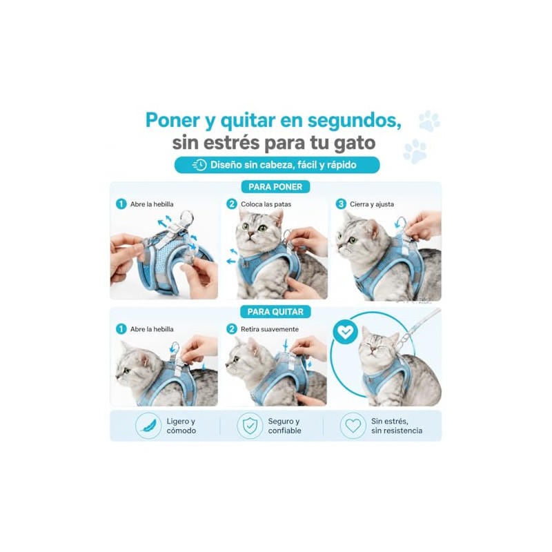 Pack de 2 Arnés para Perro y Gato con Correa