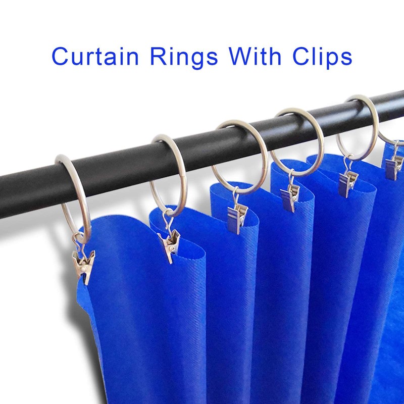 AMZSEVEN 40 Pack Metal Curtain Rings with Clips, Drapery Clips