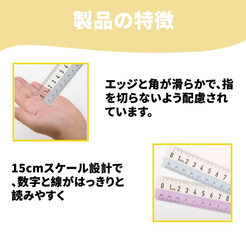 BOJIDO Plastic Ruler, 5.9 inches (15 cm), Shatter Proof, Easy-to-Read