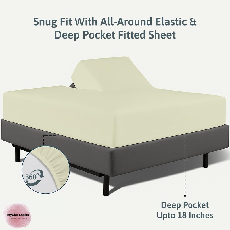 MyGiza Sheets 4 Pcs Top Split King Sheet Sets for