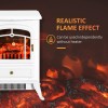 750/1500W Electric Fireplace Heater White Realistic LED Log Flames Glass