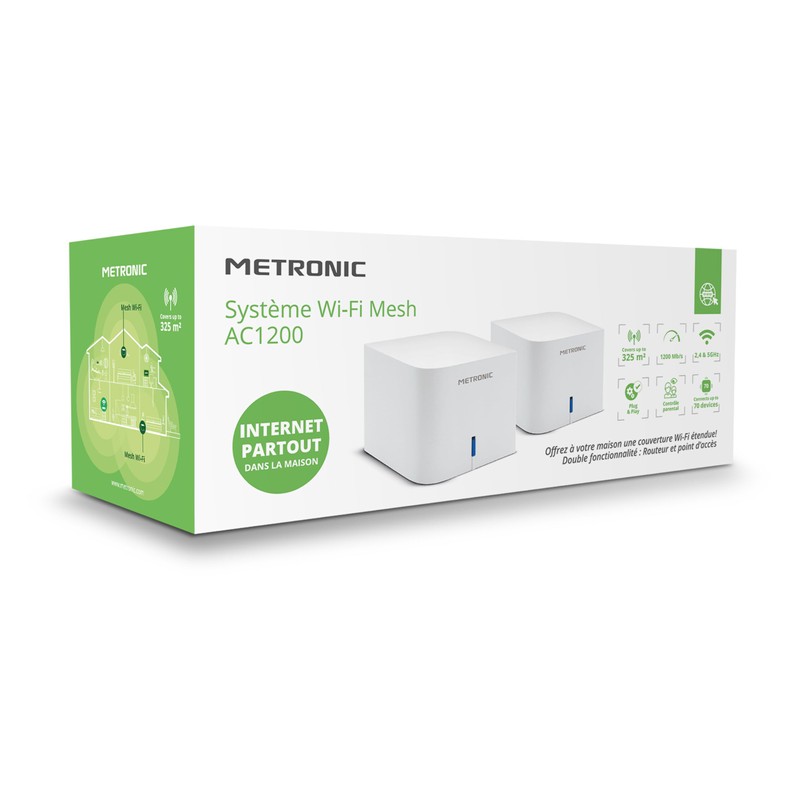 METRONIC 495470 Mesh-System WiFi 5 Abdeckung bis zu 325 m²