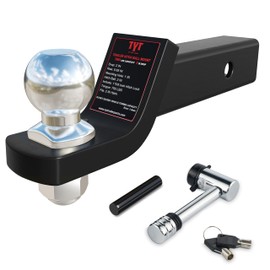 TYT Trailer Hitch Mount with 2" Chrome Ball&Lock, Fits 2-in Receiver, 7,500 lbs (2-Inch Drop)