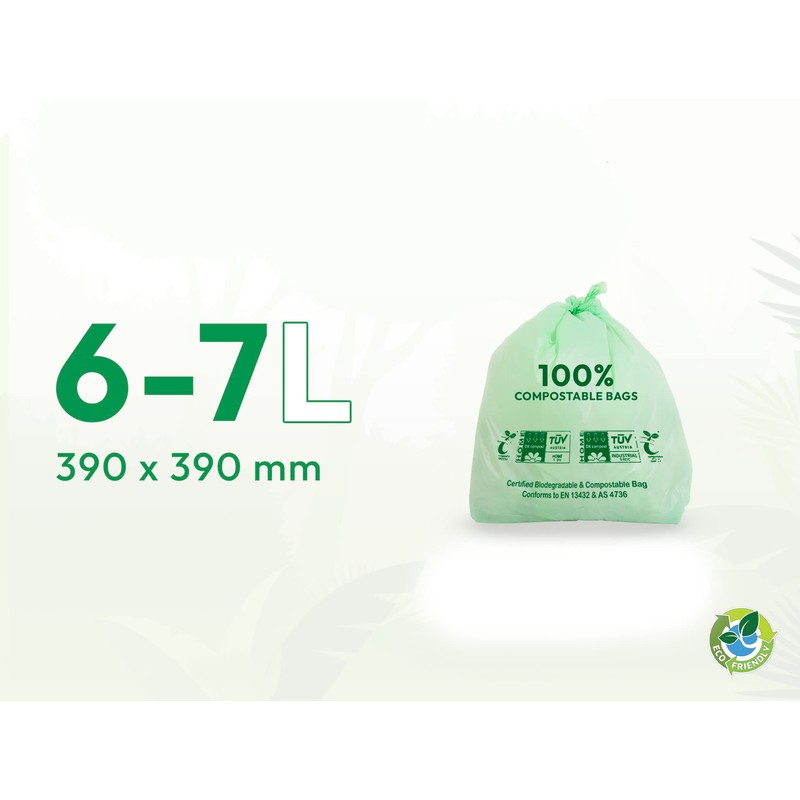 HooriPoori 5L - 7L 104 100% Compostable Biodegradable Food Caddy