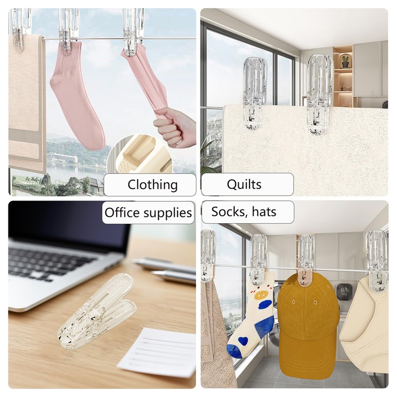 SODOI Plastic Clear Clips 20 Pack Plastic Spring Clips Multipurpose