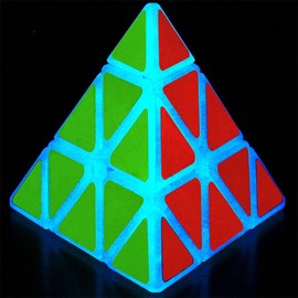 Blue Fluorescent Pyramid Cube Speed Cube Glow in Dark Magic Speed Cube 3-D Brain Teasers IQ Puzzles for Kids and Adults (Pyramid Blue Fluorescent)