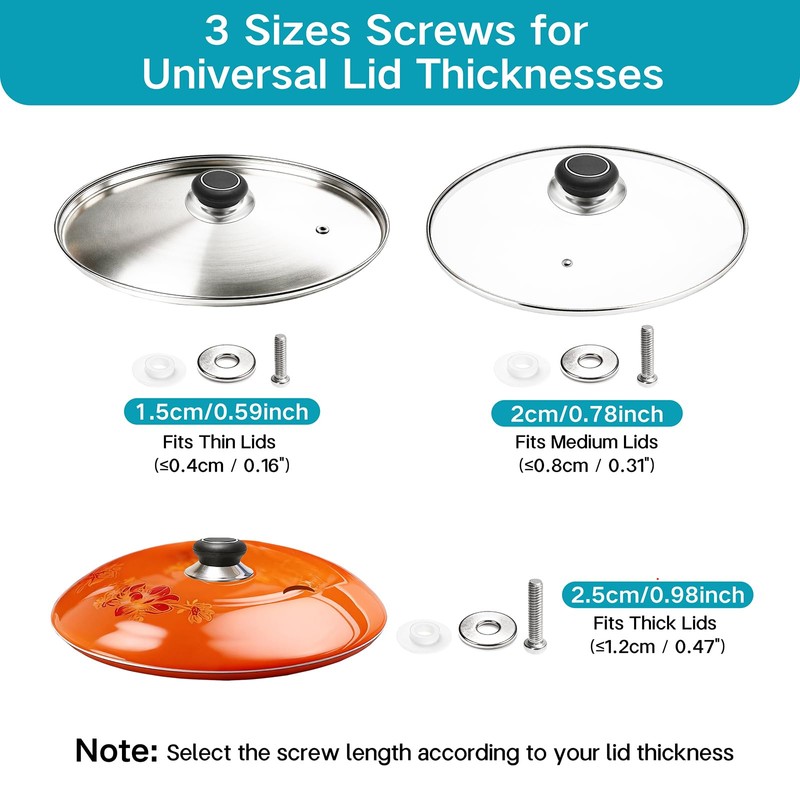 4 PCS Plastic & Stainless Steel Pot Lid Top Replacement