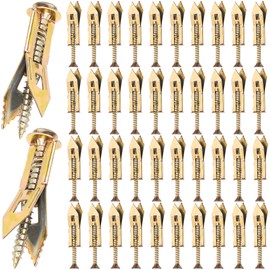 HINZIC 80 Pcs Self-Drilling Anchor Screws, Zinc Plated Steel Drywall Anchors, Heavy Duty Metal Expansion Bolt, No Drill or Holes, for TV, Shelf Straps, Gypsum Boards, Cabinets