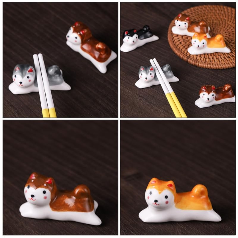 MAGICLULU 4 Pack Shiba Inu Chopstick Rest, Cute Dog Holder