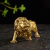 STCREE Fengshui Brass Lion Statue Handmade Modern Gold Figurine Home