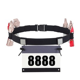 Triathlon Running Startnummerngürtel, Startnummernband Laufgurt mit Nummernhalter 6 Gel-Halter, Unisex Laufnummernband Laufgürtel für Handy Non-Slip Lätzchen Halter Running Race Belt (Schwarz)