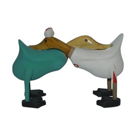 Brave Wings Hand Carved Wooden Bamboo Duck ~ Nurse Ducks 30cm Long ~ Ornament Sculpture Figurine Statue Unique Table Decoration Home Decor ~ 5198