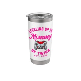 Leveling Up To Mommy of Twins 2026 Pregnancy Reveal Gifts Stainless Steel Insulated Tumbler