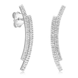 MATERIA by Matthias Wagner SO-132 Women's Climber Stud Earrings 925 Silver, Silver