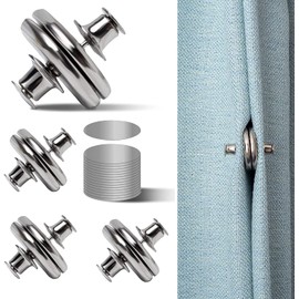 Curtain Magnets Closure 4pairs（New Upgraded Double Magnet, Effect *2） with Tack Curtain Weights Magnets Button Curtain Magnetic Holdback Button，Prevent The Curtain from Swinging and Leaking Light